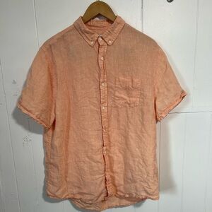 Onia Orange Casual Button Down Shirt 100% linen size L